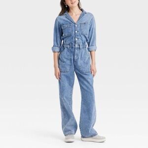 UNIVERSAL THREAD NWT long sleeve utility baggy denim jumpsuit -medium wash -6